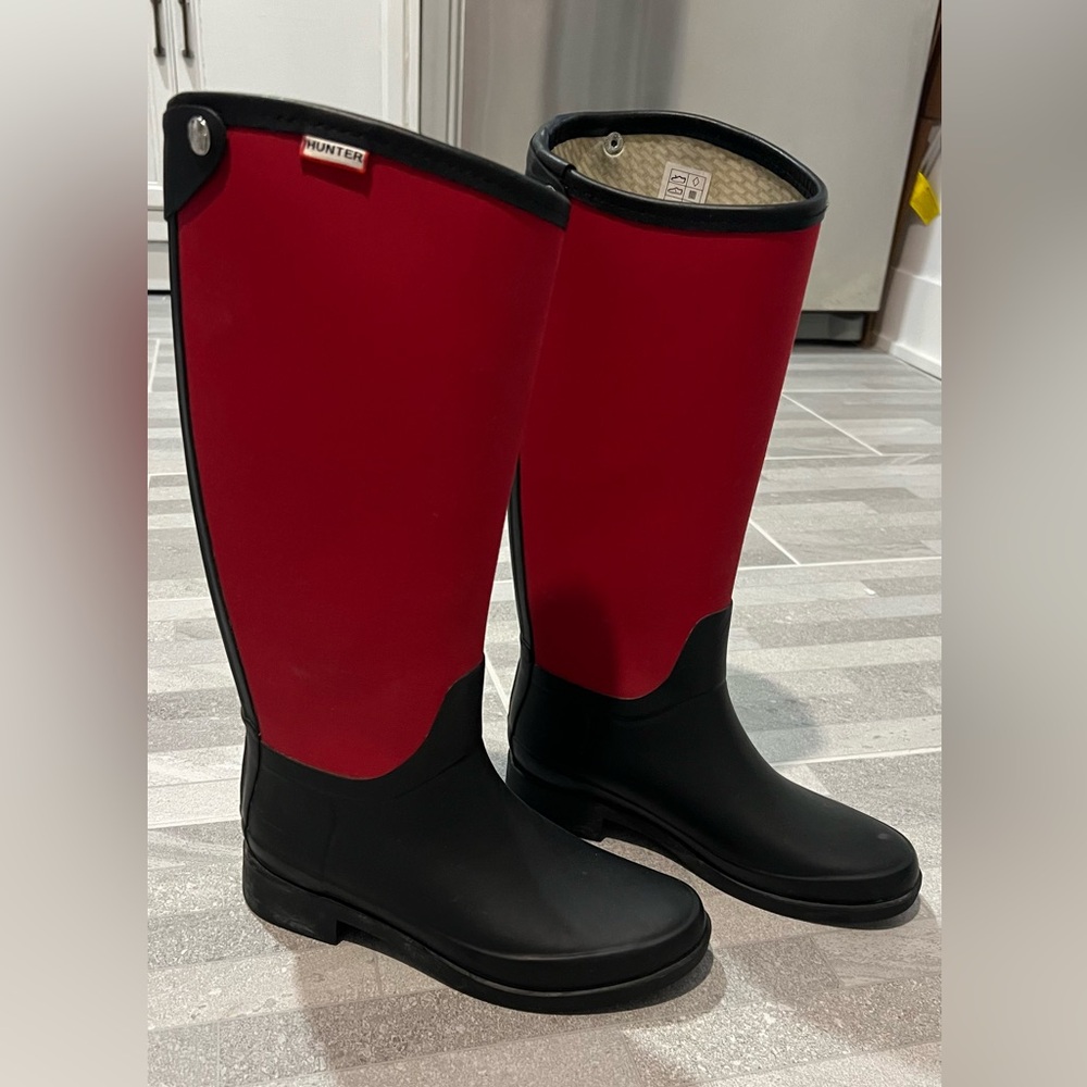Tall women Hunter Bessy Red and Black Rain Boots